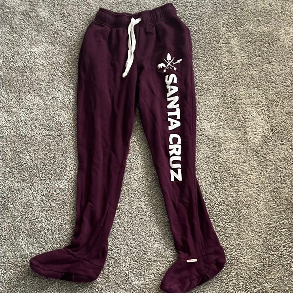 Burgundy Sweat Pants with footies and Drawstring